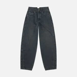 EVISU Women’s Balloon Fit Gray Blue Kamon Embroidery Jeans