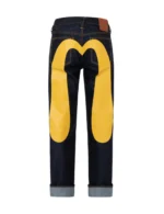 EVISU Men’s 2000 Baggy Fit Raw Denim Mustard Daicock Jeans