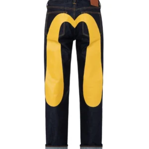 EVISU Men’s 2000 Baggy Fit Raw Denim Mustard Daicock Jeans