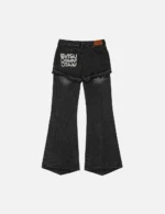 EVISU Women’s Slim Flared Layered Distressed Jeans