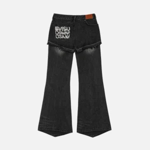 EVISU Women’s Slim Flared Layered Distressed Jeans