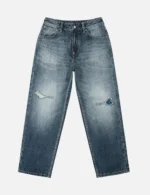Evisu Jeans Pink Daicock Distressed Relaxed Fit Indigo Jeans