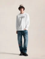 Evisu Jeans Men Boro Seagull Patchwork Regular Fit Jeans