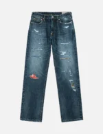 Evisu Jeans Men Boro Seagull Patchwork Regular Fit Jeans