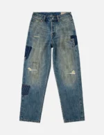 Evisu Jeans Men Boro Sashiko Seagull Relaxed Fit Distressed Jeans