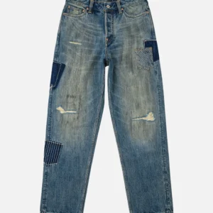 Evisu Jeans Men Boro Sashiko Seagull Relaxed Fit Distressed Jeans