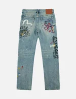 Evisu Jeans Men Fortune Hand Painted Regular Fit Spray Dye Jeans