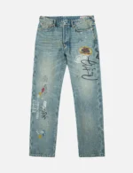 Evisu Jeans Men Fortune Hand Painted Regular Fit Spray Dye Jeans