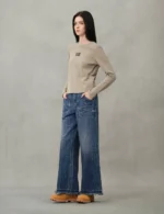 EVISU Women’s Straight Fit Distressed Daicock Patch Jeans