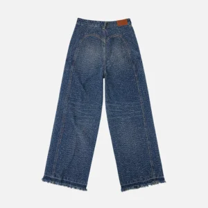 EVISU Women’s Straight Fit Distressed Daicock Patch Jeans