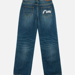 Evisu Jeans Women Seagull Logo Relax Fit Vintage Indigo