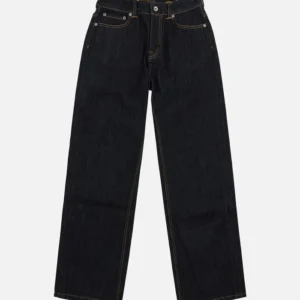 Evisu Jeans Women White Seagull Relaxed Fit Dark Indigo