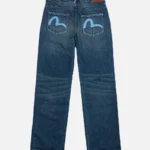 Evisu Jeans Women Sky Blue Seagull Relaxed Fit Medium Indigo