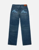 Evisu Jeans Women Sky Blue Seagull Relaxed Fit Medium Indigo