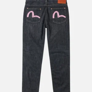 Evisu Jeans Men Made in Japan Black Pink Seagull Taper Fit #2017