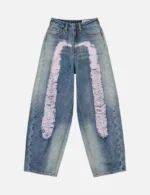 EVISU Women’s Balloon Fit Pink Daicock Distressed Jeans
