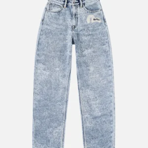 EVISU Women’s Balloon Fit Faded Distressed Jeans