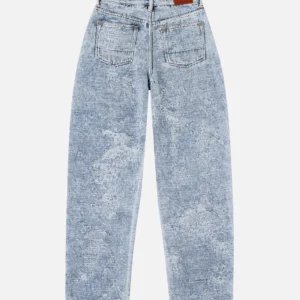 EVISU Women’s Balloon Fit Faded Distressed Jeans