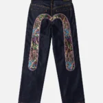 Evisu Jeans Women Brocade Daicock Straight Fit Dark Denim