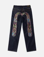 Evisu Jeans Women Brocade Daicock Straight Fit Dark Denim