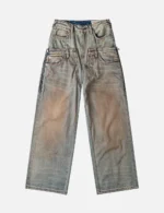 Evisu Jeans Women Double Waistband Distressed Straight Leg