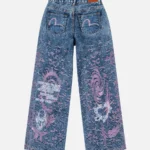 Evisu jean Women Pink Distressed Slim Jeans