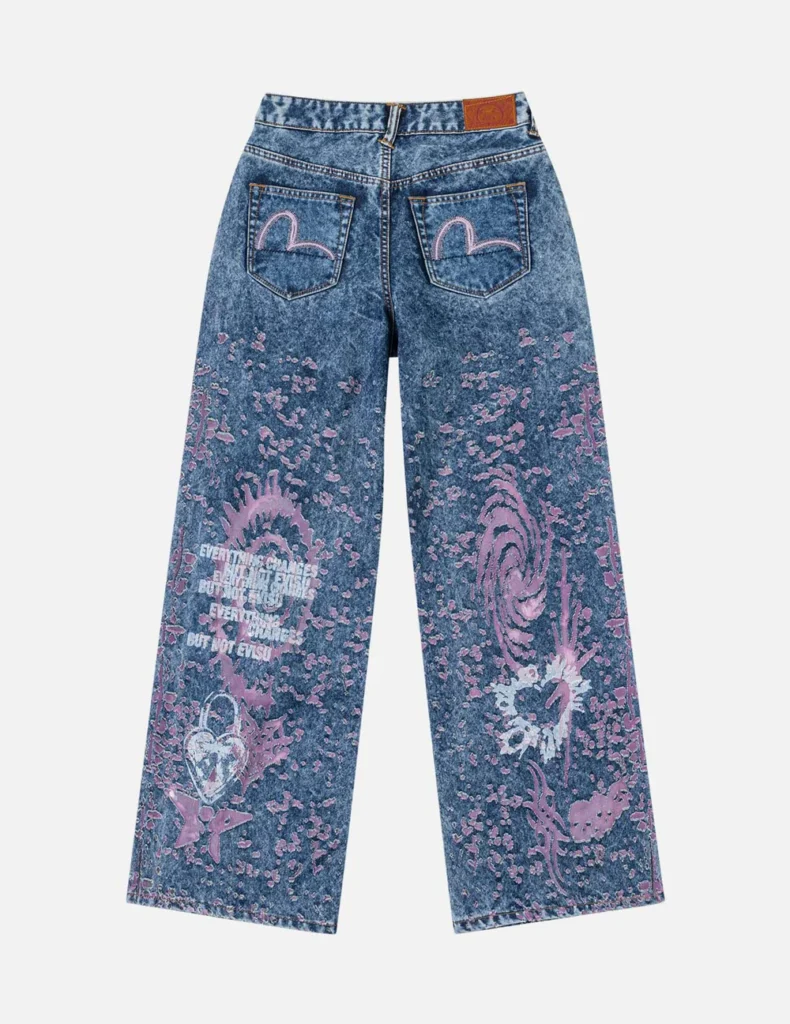 Evisu jean Women Pink Distressed Slim Jeans