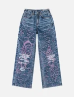 Evisu jean Women Pink Distressed Slim Jeans