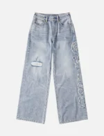 EVISU Women’s Slim Light Wash Distressed Jeans