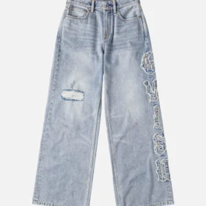 EVISU Women’s Slim Light Wash Distressed Jeans