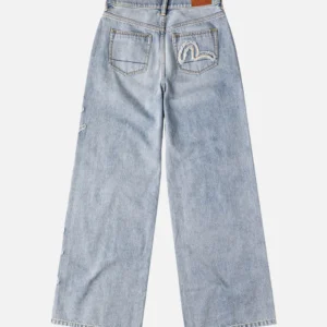 EVISU Women’s Slim Light Wash Distressed Jeans