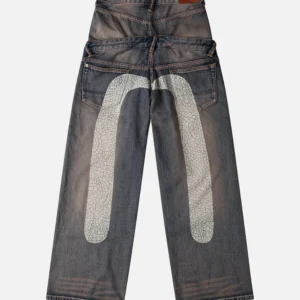 Evisu Jeans Women Double Waistband Daicock Straight Leg