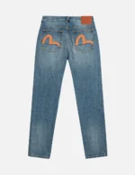 Evisu mens orange Seagull Taper Fit #2017 Mid-Wash Denim Jeans