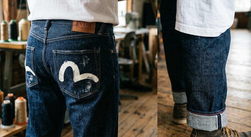 The "M" Misconception: While commonly mistaken for a simple letter M, founder Hidehiko Yamane designed the iconic motif to represent a seagull in flight (Kamome in Japanese). Hand-Painted Heritage: Yamane initially hand-painted every single pair himself. Authentic classic pairs still showcase this traditional hand-painted finish alongside modern embroidered options. Streetwear & Culture: The bold back-pocket artwork became a definitive symbol of 90s streetwear and hip-hop culture, establishing Japanese raw selvedge denim on the global stage.